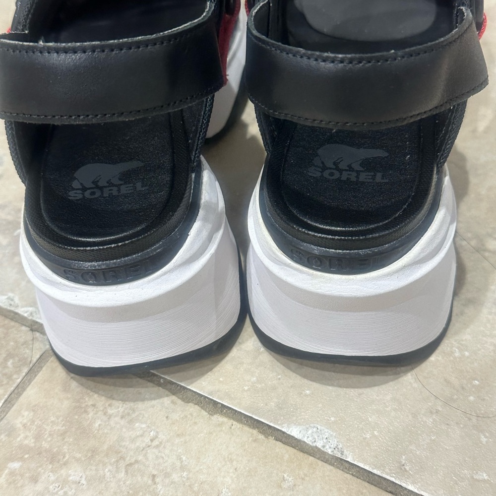 Sorel Black and Red Women's Sandals - Picture 7 of 10